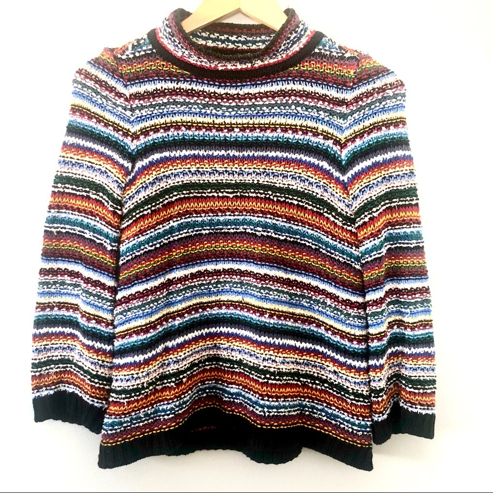 LOFT Stripe Knot Mockneck Sweater